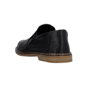 Pantofi barbati negru casual piele naturala perforati cu toc Rieker 13459-00-Negru
