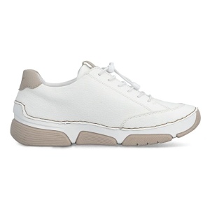 Pantofi dama alb casual piele ecologica cu talpa joasa Rieker 45969-80-Alb
