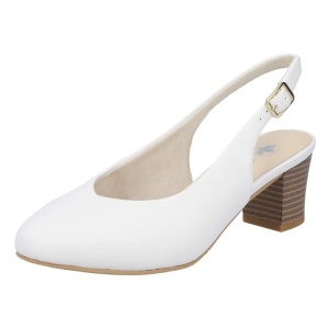 Pantofi dama alb casual piele naturala cu toc Rieker 44651-80-Alb