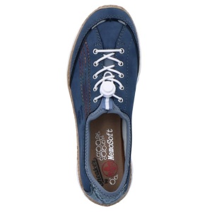 Pantofi dama albastru casual piele ecologica cu talpa joasa Rieker N42T0-14-Albastru