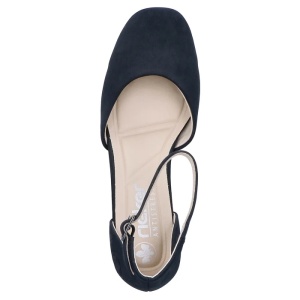 Pantofi dama albastru eleganti piele ecologica cu toc Rieker 44762-14-Albastru