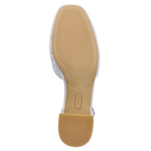 Pantofi dama argintiu eleganti piele ecologica cu toc Rieker 44762-90-Argintiu