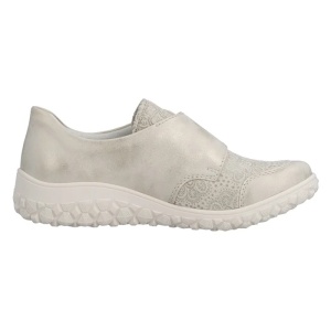 Pantofi dama auriu casual piele ecologica ortopedici cu talpa joasa Rieker 59552-62-Auriu