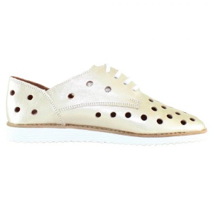Pantofi dama auriu casual piele naturala perforati cu talpa joasa Dogati 1205-Auriu