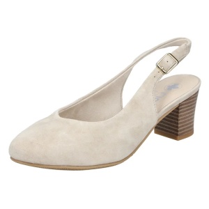 Pantofi dama bej casual piele intoarsa cu toc Rieker 44651-60-Bej