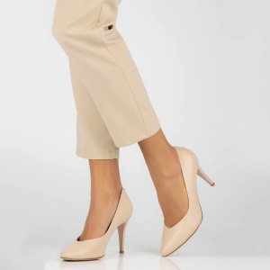 Pantofi dama bej eleganti piele naturala cu toc Filippo DP4428-23-BE-Bej