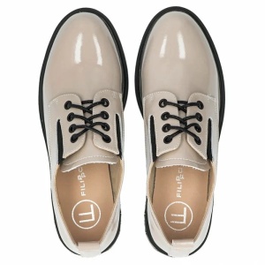Pantofi dama bej eleganti piele naturala lacuita cu toc Filippo DP6189-24-BE-Bej