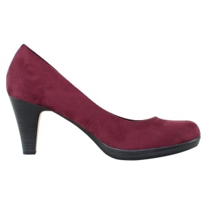 Pantofi dama bordo casual textil cu toc Marco Tozzi 2-22411-31-549-Bordo