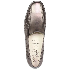 Pantofi dama bronz casual piele naturala perforati cu toc Semler 21-706-7-Bronz