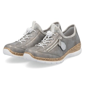 Pantofi dama gri casual piele ecologica cu talpa joasa Rieker N4263-40-Gri