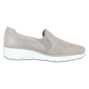 Pantofi dama gri casual piele intoarsa cu talpa joasa Rieker 53766-41-Gri