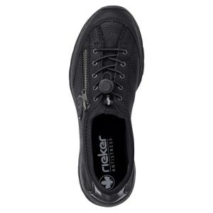 Pantofi dama negru casual piele ecologica cu talpa joasa Rieker L3263-00-Negru