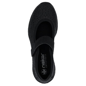 Pantofi dama negru casual piele ecologica cu talpa joasa Rieker N4299-00-Negru