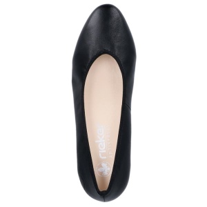 Pantofi dama negru casual piele ecologica cu toc Rieker 44650-01-Negru