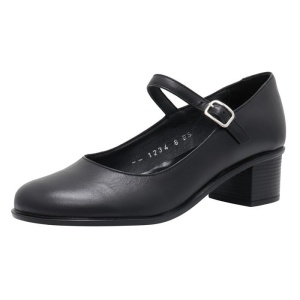 Pantofi dama negru casual piele naturala cu toc Nicolis 123409-Negru