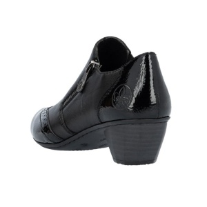 Pantofi dama negru casual piele naturala cu toc Rieker 41757-00-Negru