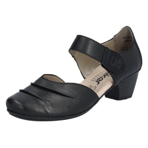 Pantofi dama negru casual piele naturala cu toc Rieker 41792-00-Negru