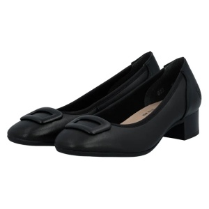 Pantofi dama negru casual piele naturala cu toc Rieker 43453-00-Negru