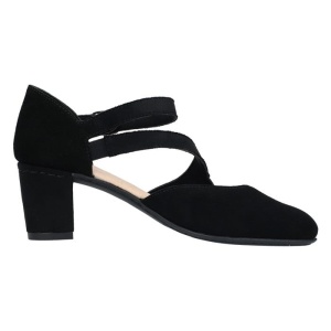 Pantofi dama negru elegant piele intoarsa cu toc Rieker 41080-00-Negru