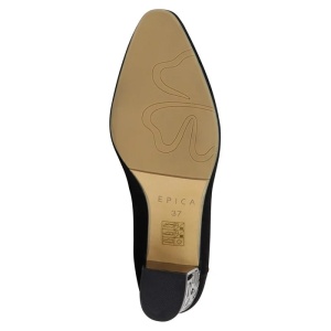 Pantofi dama negru eleganti piele intoarsa perforati cu toc Epica JIXQ675-X786-P8563BT-01-I-Negru
