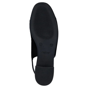 Pantofi dama negru eleganti piele intoarsa perforati cu toc Rieker 43457-00-Negru