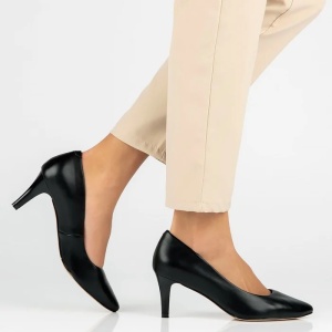 Pantofi dama negru eleganti piele naturala cu toc Filippo DP4427-23-BK-Negru
