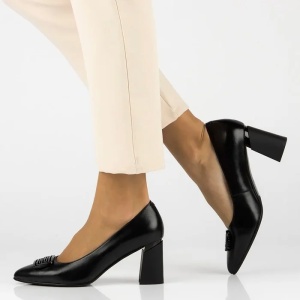 Pantofi dama negru eleganti piele naturala cu toc Filippo DP6176-24-BK-Negru