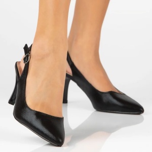 Pantofi dama negru eleganti textil cu toc Filippo DP4499-23-BK-Negru