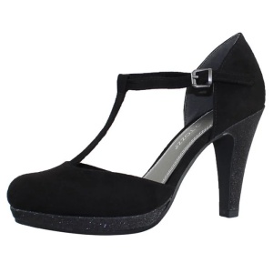 Pantofi dama negru eleganti textil cu toc Marco Tozzi 2-24402-22-098-Negru