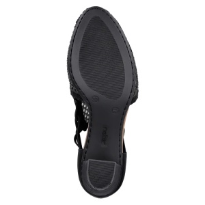 Pantofi dama negru eleganti textil cu toc Rieker 41052-00-Negru