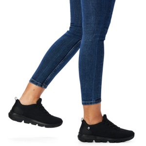Pantofi dama negru sport textil cu talpa joasa Rieker 40405-00-Negru