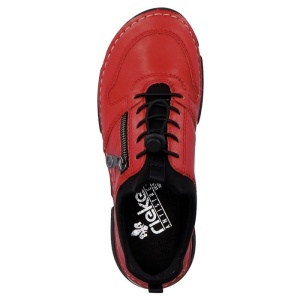 Pantofi dama rosu casual piele ecologica cu talpa joasa Rieker 45951-33-Rosu