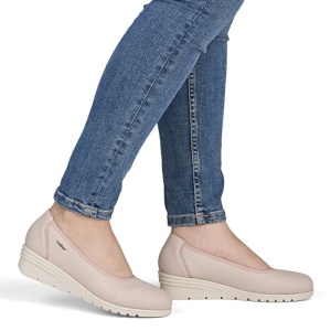 Pantofi dama roz casual piele naturala cu platforma Rieker L5360-31-Roz