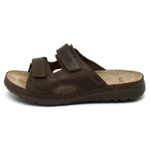 Papuci barbati, maro, casual, ortopedici, medicinali, piele naturala, cu talpa groasa, Batz Mike-Maro
