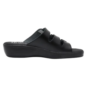 Papuci dama negru casual ortopedici medicinali piele naturala cu platforma Batz 3BCS-Negru