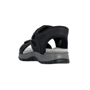 Sandale barbati negru sport piele ecologica cu talpa groasa Rieker 26953-00-Negru