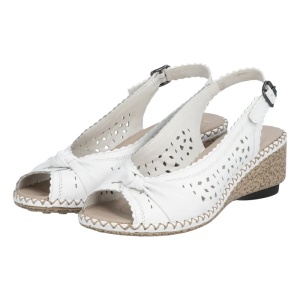Sandale dama alb casual piele naturala perforate cu platforma Rieker 66176-81-Alb