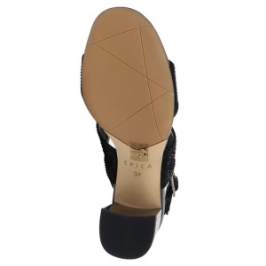 Sandale dama negru elegante din piele intoarsa si piele naturala cu toc Epica JIJI20028C-01-I-Negru