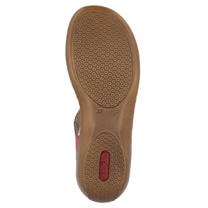 Sandale dama rosu casual piele naturala cu talpa joasa Rieker 65919-33-Rosu