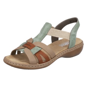 Sandale dama verde casual piele ecologica cu talpa joasa Rieker 65918-52-Verde