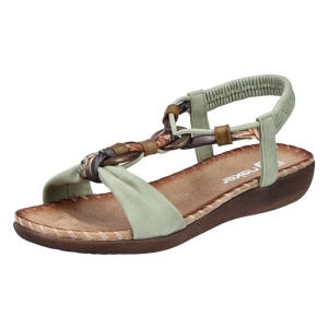 Sandale dama verde casual piele ecologica cu talpa joasa Rieker V7568-52-Verde