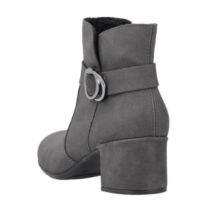 Botine dama gri casual piele ecologica cu toc Rieker 70289-45-Gri