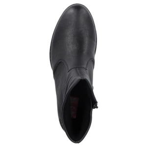 Botine dama negru casual piele ecologica cu toc Rieker 75556-00-Negru