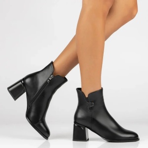 Botine dama negru elegante piele ecologica cu toc Filippo DBT4865-23-BK-Negru