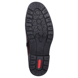 Cizme barbati maro elegante piele naturala imblanite scurte cu toc Rieker 33180-26-Maro