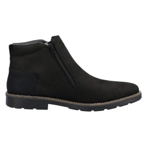 Cizme barbati negru casual piele naturala impermeabile imblanite scurte cu toc Rieker 15353-00-Negru