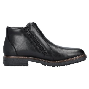 Cizme barbati negru casual piele naturala impermeabile imblanite scurte cu toc Rieker 33160-00-Negru