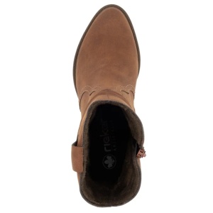 Cizme dama maro casual piele ecologica scurte cu toc Rieker Y1284-24-Maro