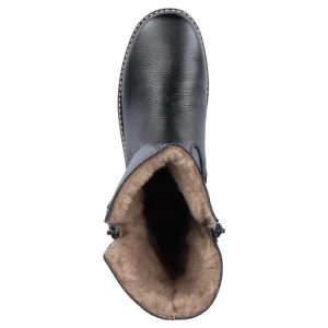 Cizme dama negru casual piele naturala imblanite scurte cu platforma Rieker Y4653-00-Negru