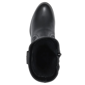 Cizme dama negru casual piele naturala imblanite scurte cu toc Nicolis 151810-Negru